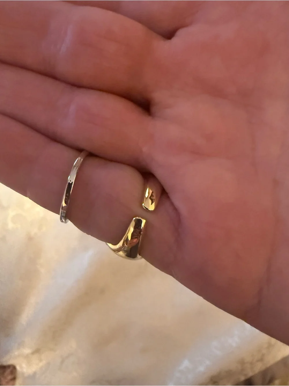 Gold Tone Rectangular Clear Crystal Cocktail Ring Adjustable Size 8 bundle of 2